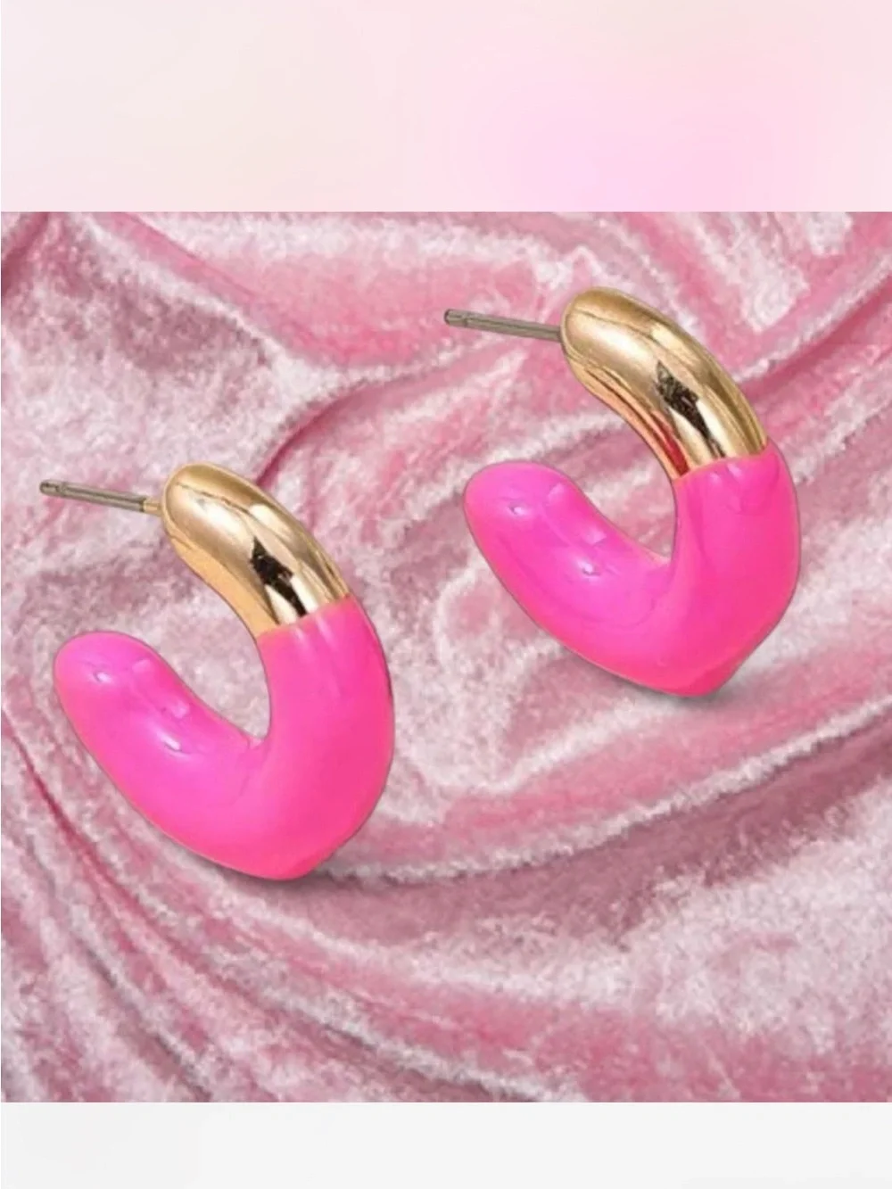 Pink and Gold Hoop Earrings